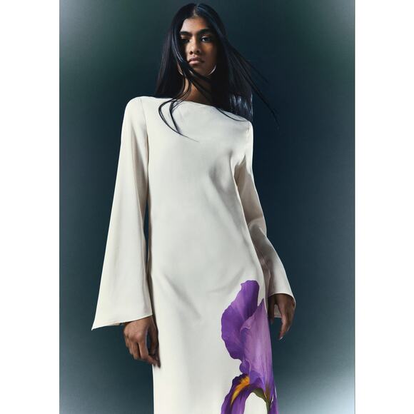 MANGO Ecru Floral Maxi Dress NWT | Purple Flower Print | Blogger Favorite - Picture 12 of 16